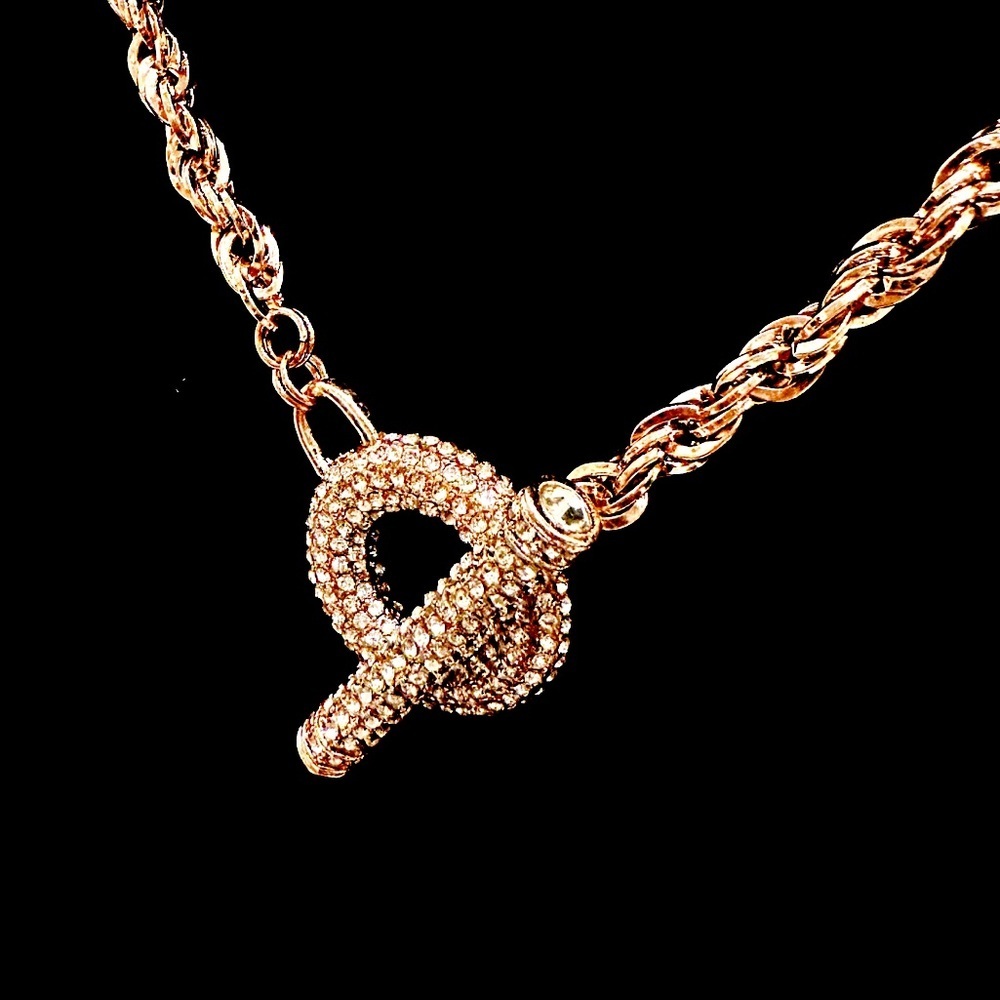 INC. Pave Crystal Rose Gold Oversized Toggle Bib Necklace NWT​ - Picture 9 of 9